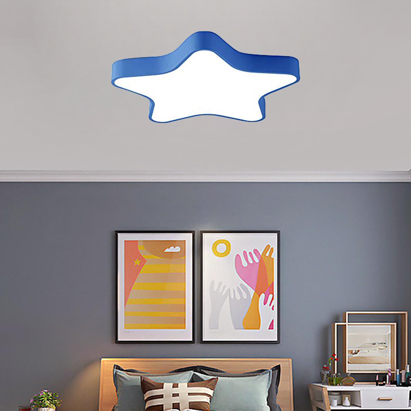 LEDシーリングライト 星型デザイン子供部屋木目おしゃれ